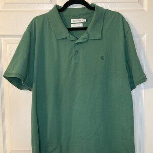 Calvin Klein Men's Green Smooth Cotton Polo Shirt - Size XXL